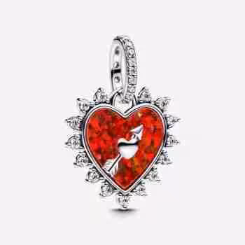 Charm Pendente Cuore Rosso con Freccia Girevole