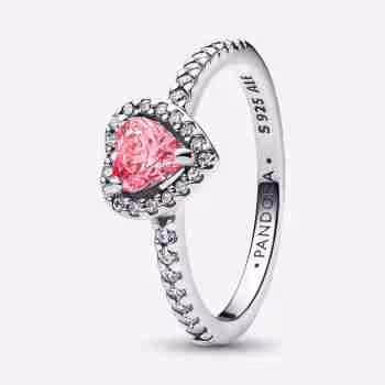 Anello Cuore in Rilievo Rosa-Argento