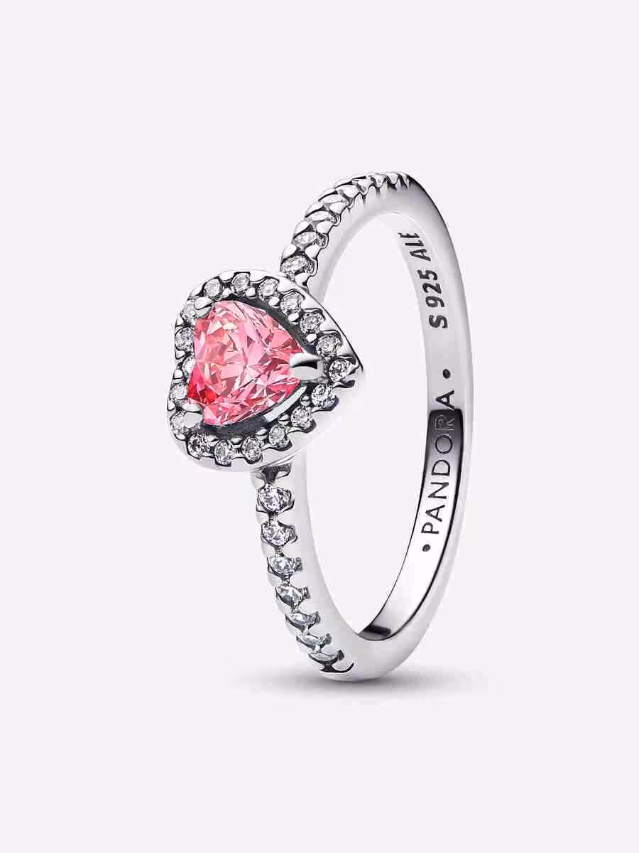 Anello Cuore in Rilievo Rosa-Argento Anello Cuore in Rilievo Rosa Argento