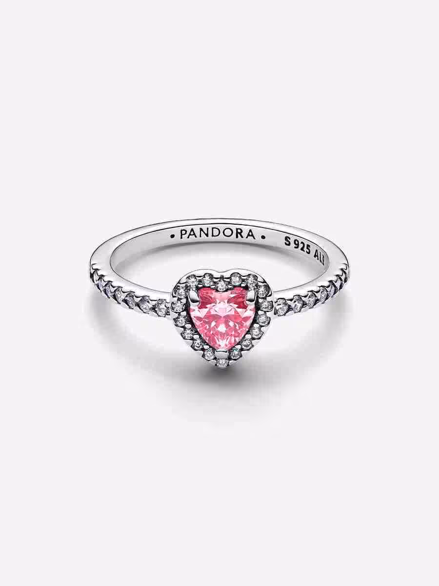 Anello Cuore in Rilievo Rosa-Argento_1