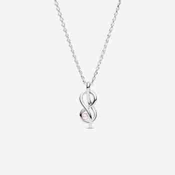 Collana Donna Infinito Amore Cuore Con Pietra Di Nascita - Argento E Blu Zaffiro
