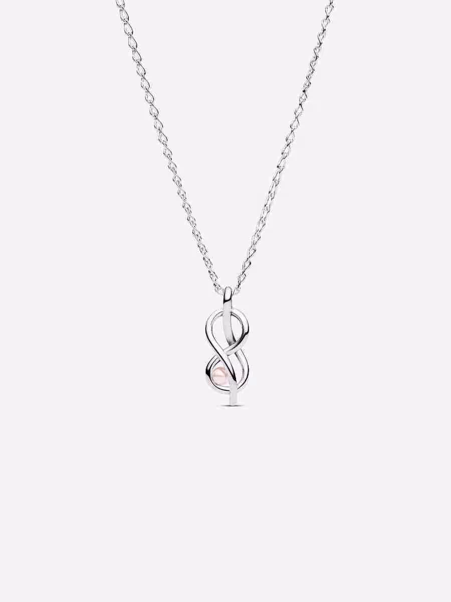Collana Legame Infinito con Perla Rosa Artificiale Collana Legame Infinito con Perla Rosa Artificiale