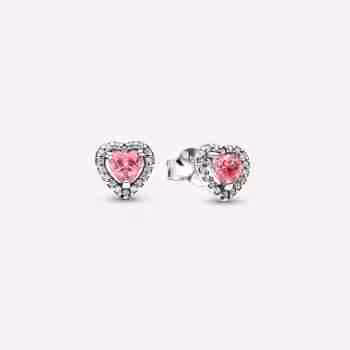 Orecchini Cuori in Rilievo Rosa-Argento