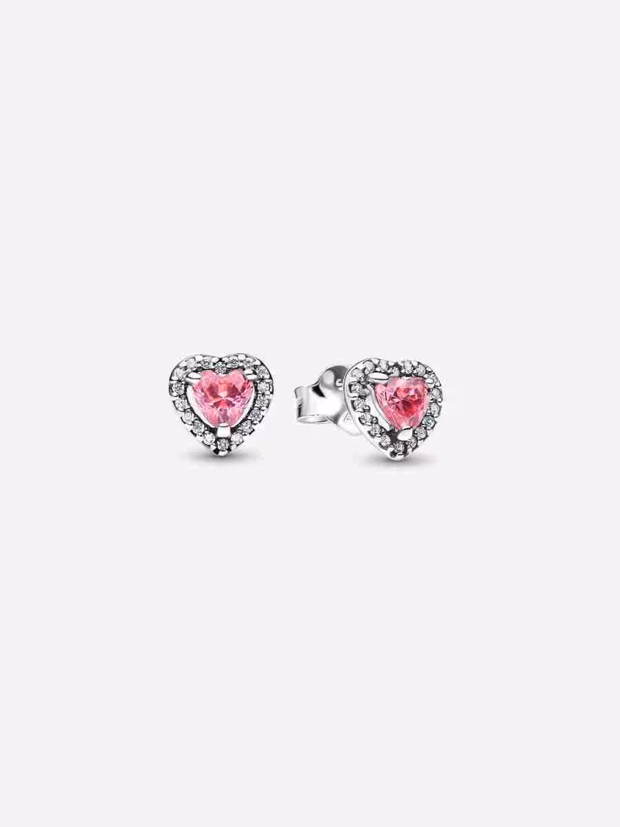 Orecchini Cuori in Rilievo Rosa-Argento Orecchini Cuori in Rilievo Rosa Argento