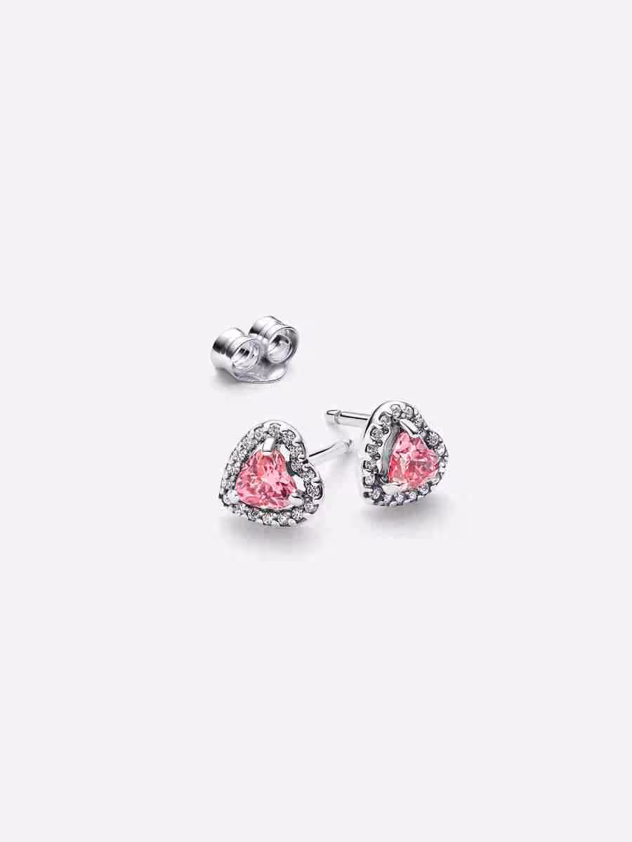 Orecchini Cuori in Rilievo Rosa-Argento_1 (1)