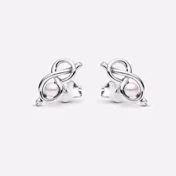 Orecchini Legame infinito con Perla Rosa Artificiale