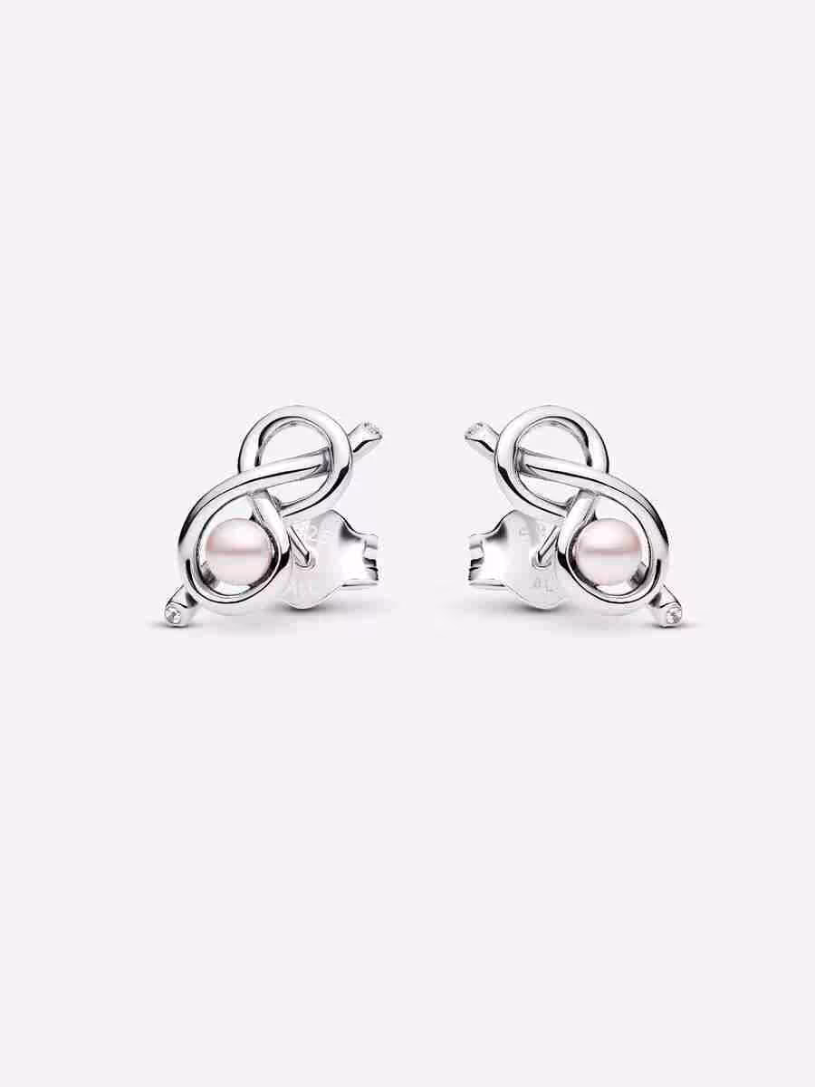 Orecchini Legame infinito con Perla Rosa Artificiale Orecchini Legame infinito con Perla Rosa Artificiale