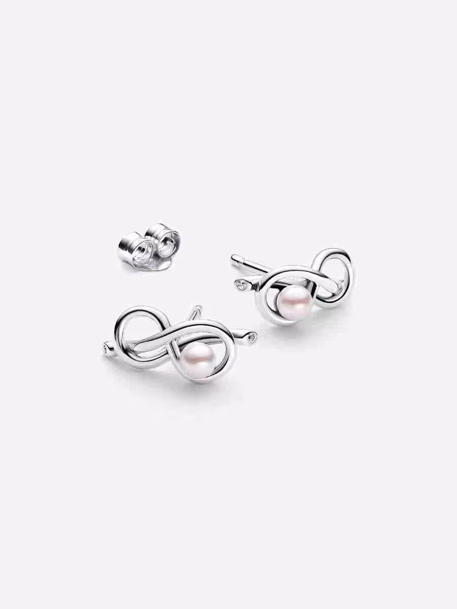 Orecchini Legame infinito con Perla Rosa Artificiale_1