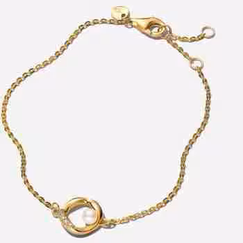 Bracciale Cerchio Linea Sinuosa con Perla d'Acqua Dolce Coltivata e Pavè