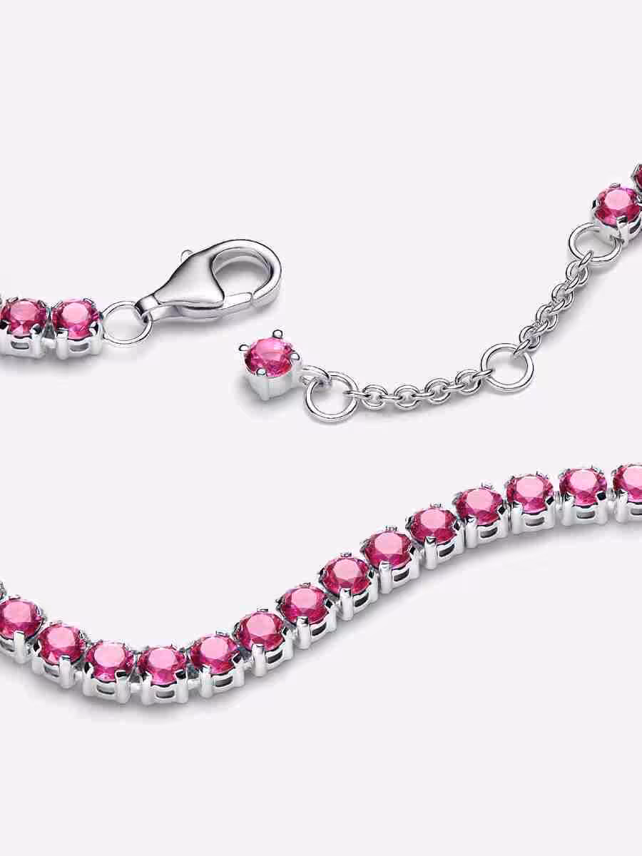 Bracciale Tennis Cristalli Rosa Scuro_1