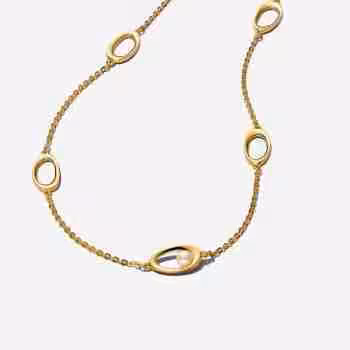 Collana Ovali Linea Sinuosa e Perla D'Acqua Dolce Coltivata