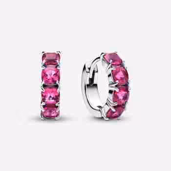 Orecchini Cerchi Cristalli Rosa Scuro