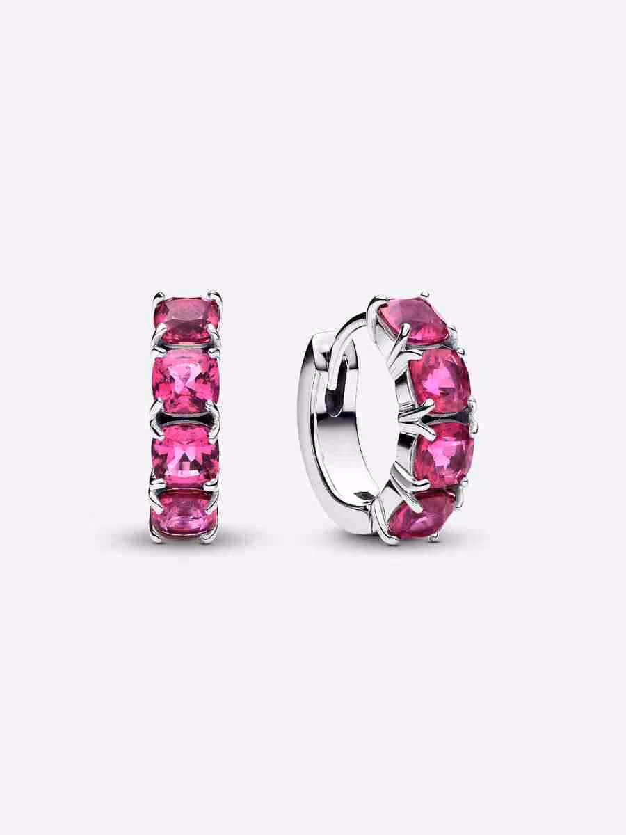 Orecchini Cerchi Cristalli Rosa Scuro Orecchini Cerchi Cristalli Rosa Scuro