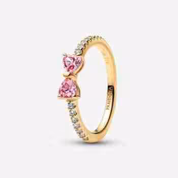 Anello Fiocco Luminoso Rosa-Placcatura in Oro 14k