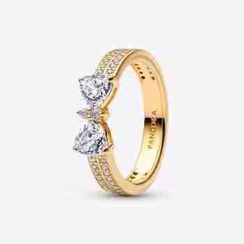 Anello doppio con fiocco scintillante