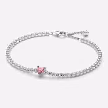 Bracciale tennis scintillante con cuore rosa