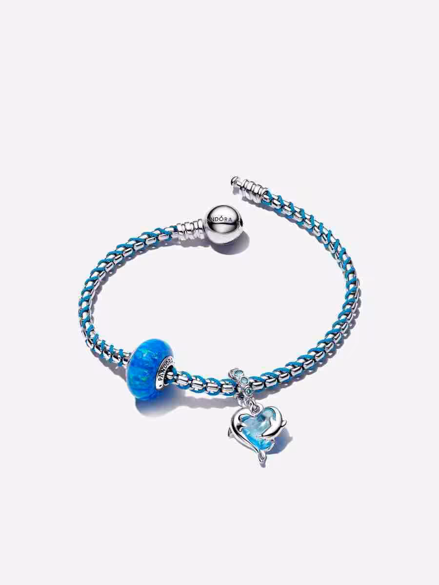Set Bracciale Delfini e Cuore Vetro di Murano Set Bracciale Delfini e Cuore Vetro di Murano