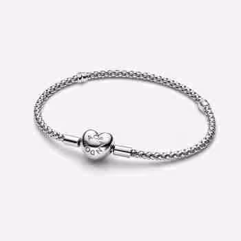 Homepage Bracciale Maglia Geometrica con Chiusura a Cuore-Argento Sterling 925