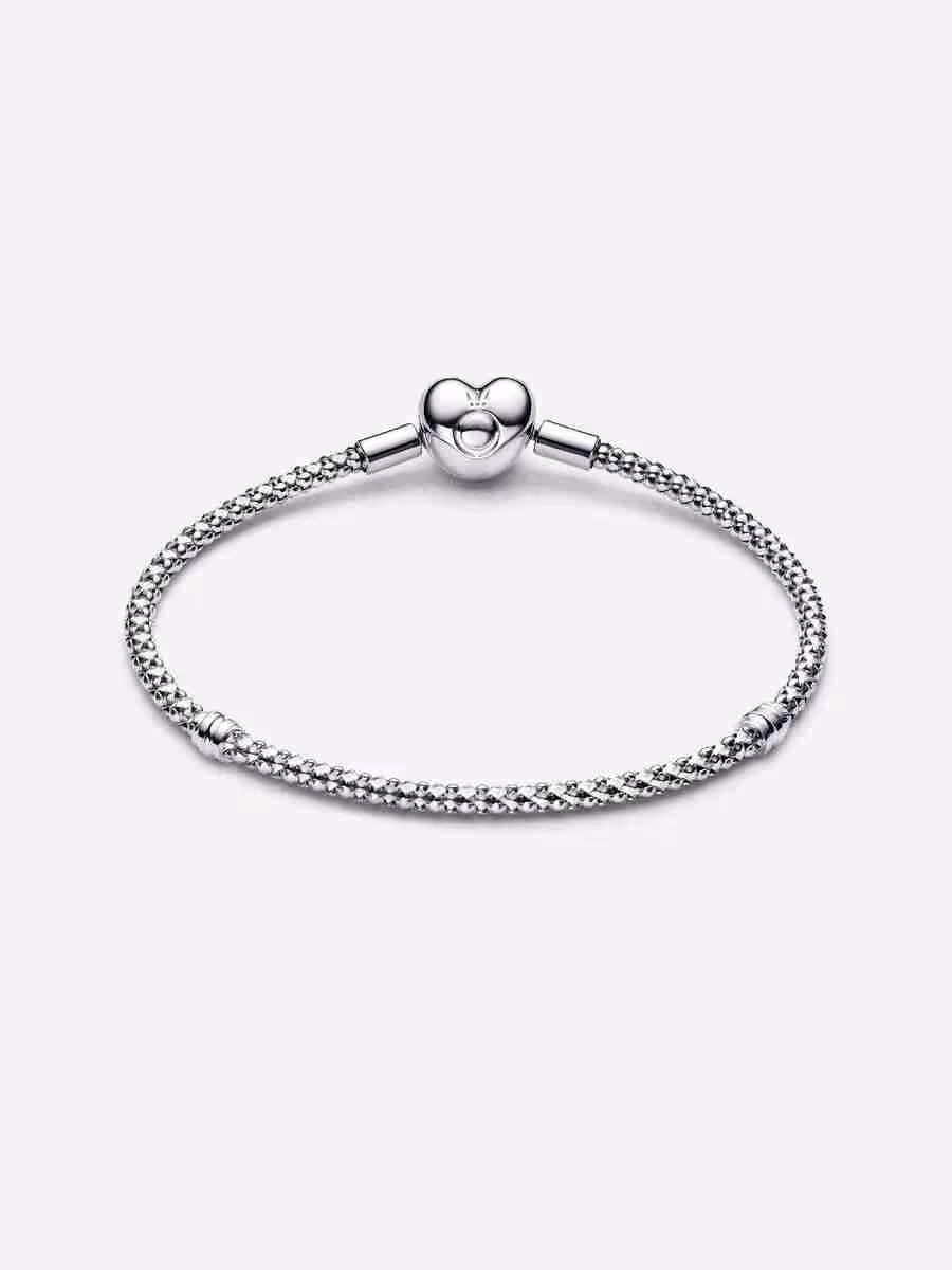 Bracciale Maglia Geometrica con Chiusura a Cuore_1