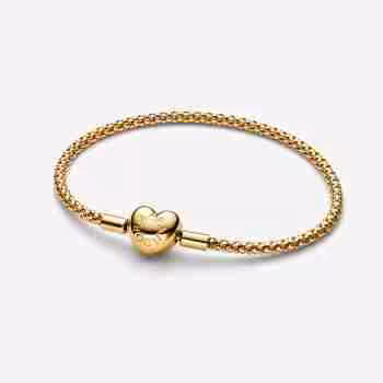 Bracciale Maglia Geometrica con Chiusura a Cuore