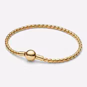 Bracciale Maglia Spiga con Chiusura a Sfera-Placcatura in Oro 14k