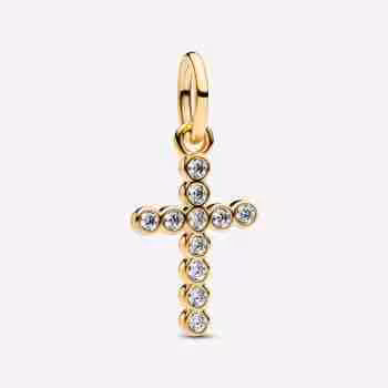 Charm Pendente Croce Luminosa-Placcatura in Oro 14k
