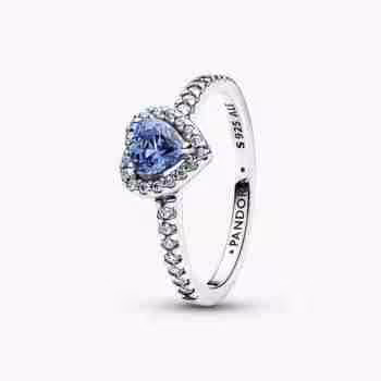 Anello Cuore in Rilievo Blu-Argento