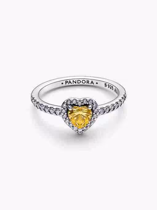Anello Cuore in Rilievo Giallo_1