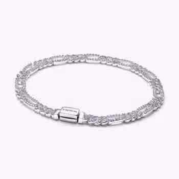 Bracciale Catena Maglia Cubana Pavè con Ovali