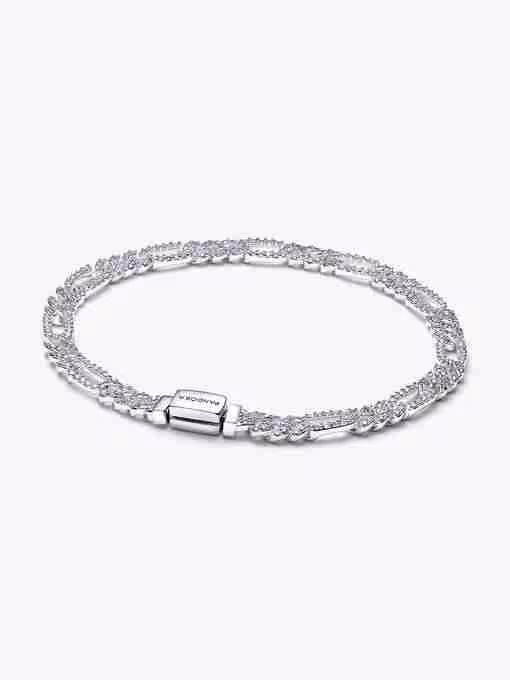 Bracciale Catena Maglia Cubana Pavè con Ovali Bracciale Catena Maglia Cubana Pave con Ovali