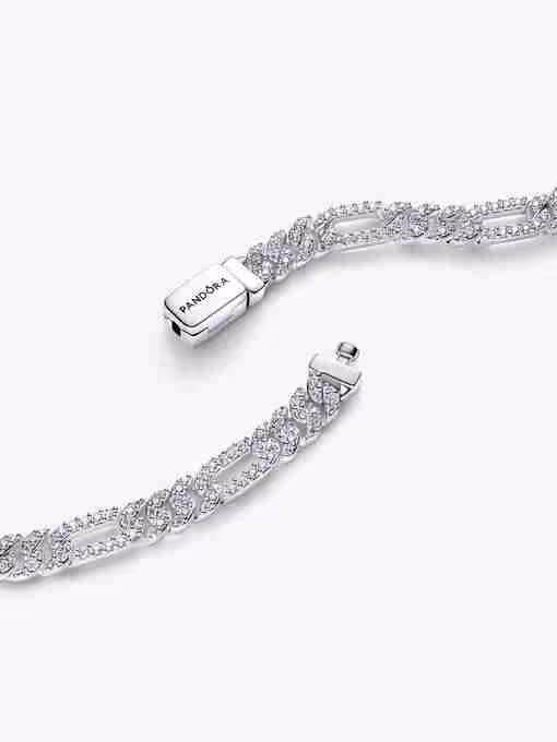 Bracciale Catena Maglia Cubana Pavè con Ovali_1