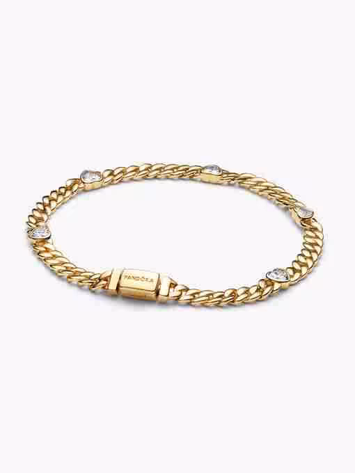 Bracciale Catena Maglia Cubana con Cuori Bracciale Catena Maglia Cubana con Cuori 1