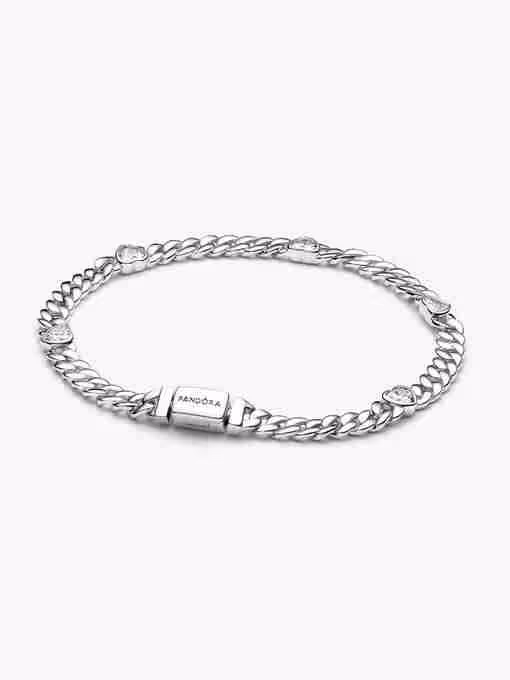 Bracciale Catena Maglia Cubana con Cuori Bracciale Catena Maglia Cubana con Cuori