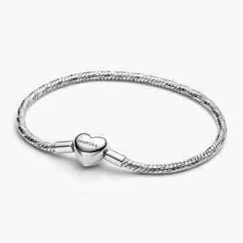 Bracciale maglia snake sfaccettata con chiusura a cuore-Argento Sterling 925