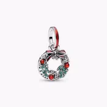 Charm Pendente Doppio Ghirlanda di Natale