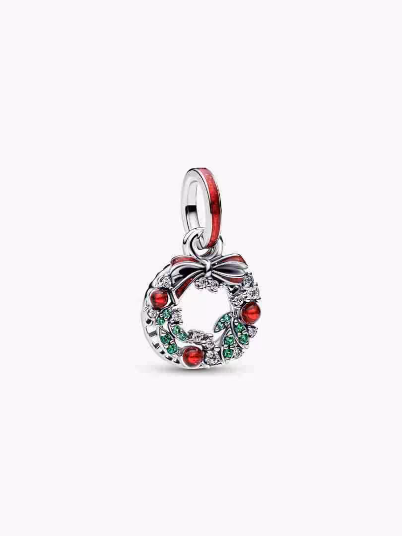 Charm Pendente Doppio Ghirlanda di Natale Charm Pendente Doppio Ghirlanda di Natale