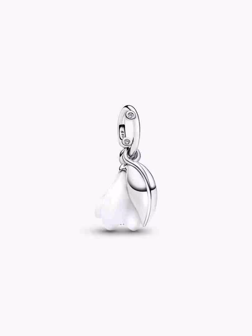 Charm Pendente Fiore Bucaneve Vetro di Murano Charm Pendente Fiore Bucaneve Vetro di Murano