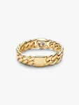 Anello Catena Maglia Cubana con Cuore
