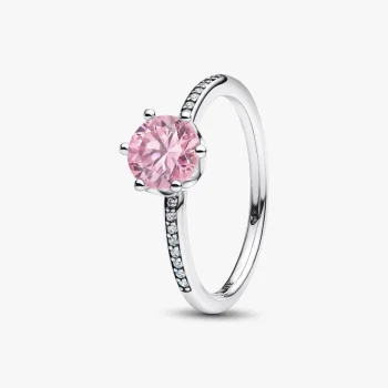 Anello Corona Scintillante Pietra Rosa