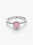 Anello Corona Scintillante Pietra Rosa