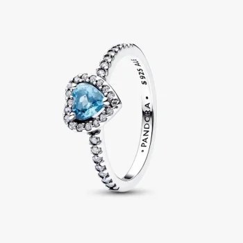 Anello Cuore in Rilievo Azzurro