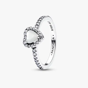 Anello Cuore in Rilievo Bianco