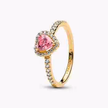 Anello Cuore in Rilievo Rosa-Oro