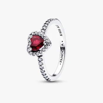 Anello Cuore in Rilievo Rosso Intenso