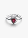 Anello Cuore in Rilievo Rosso Intenso