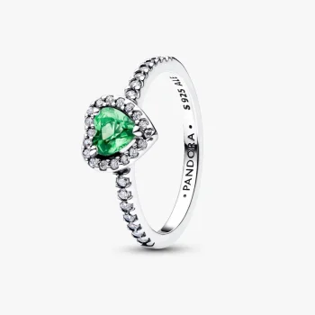 Anello Cuore in Rilievo Verde Chiaro