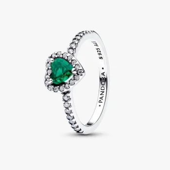 Anello Cuore in Rilievo Verde Scuro