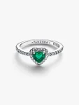 Anello Cuore in Rilievo Verde Scuro