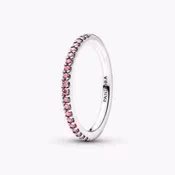 Anello Pavè Fascia Sottile Rosa
