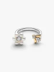 Bridgerton, Anello Aperto Ape e Fiore con Perle d’Acqua Dolce Coltivate